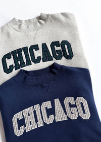 Chicago Collegiate Plaid Mock Neck Sweatshirt - Navy