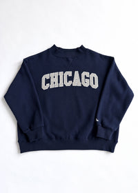Chicago Collegiate Plaid Mock Neck Sweatshirt - Navy