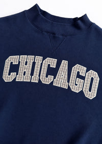 Chicago Collegiate Plaid Mock Neck Sweatshirt - Navy