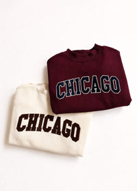 Chicago Collegiate Cord Mock Neck Sweatshirt - Burgundy & Blue