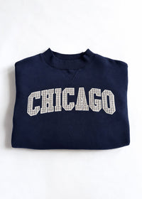 Chicago Collegiate Plaid Mock Neck Sweatshirt - Navy