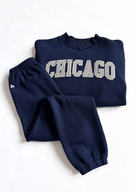 Chicago Collegiate Plaid Mock Neck Sweatshirt - Navy