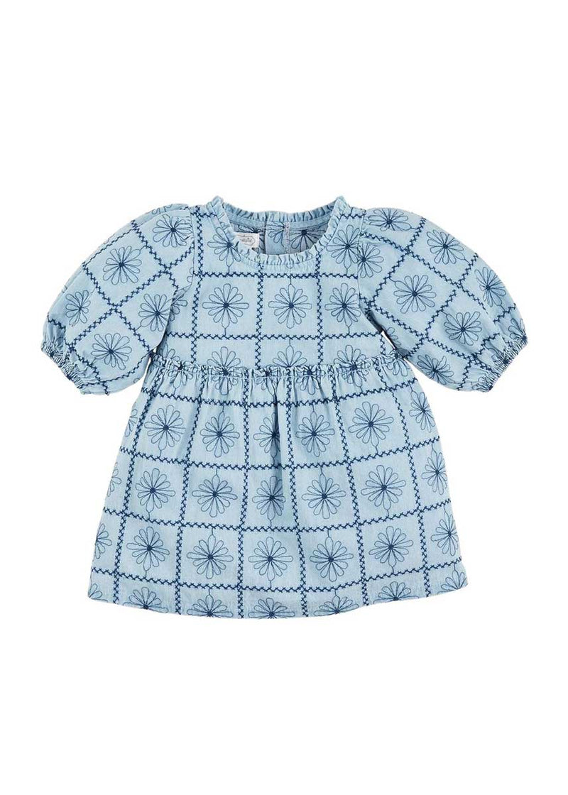 Embroidered Denim Toddler Dress