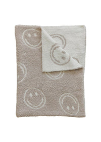 Taupe Smiley Plush Baby Blanket
