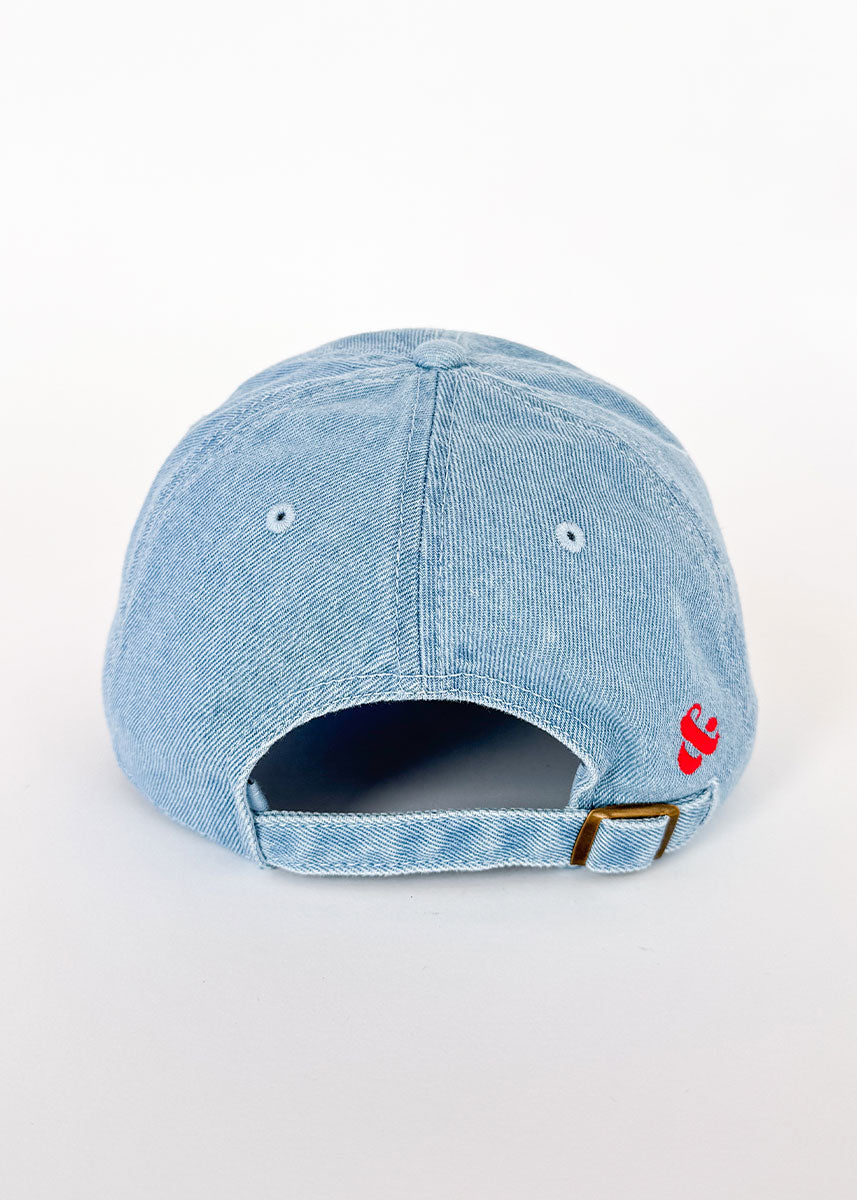 New York. Dad Hat - Denim & Red Embroidery