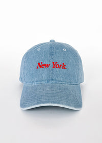 New York. Dad Hat - Denim & Red Embroidery
