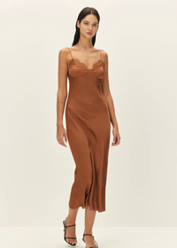Nocturne Satin Slip Dress - Caramel