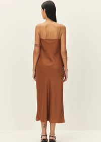 Nocturne Satin Slip Dress - Caramel