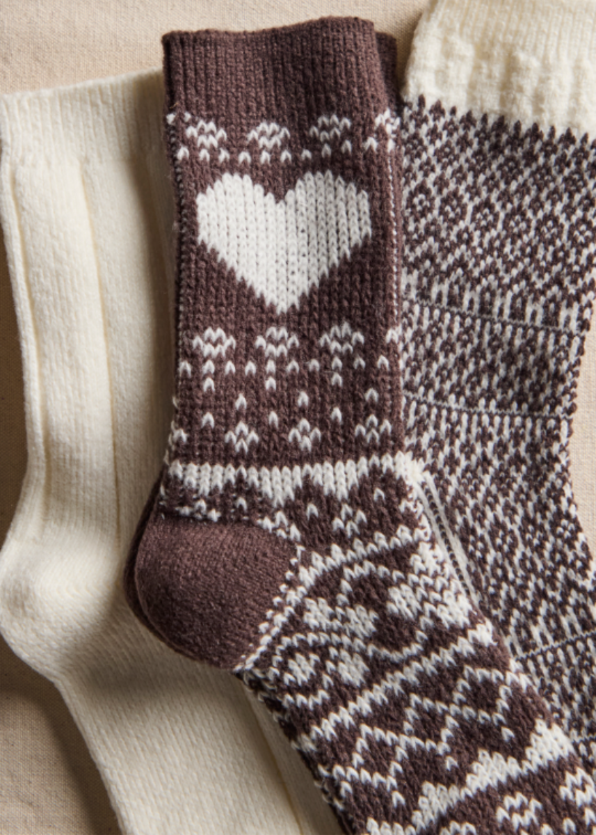Nordic Knit Socks (3-Pack) - Brown Combo