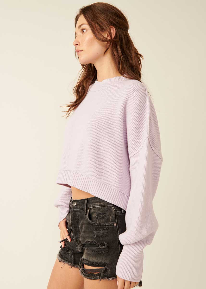 Easy Street Crop Pullover - Frost Lavender