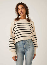 Easy Street Stripe Crop Pullover - Pearl Combo