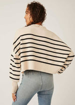 Easy Street Stripe Crop Pullover - Pearl Combo