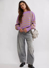 Easy Street Stripe Crop Pullover - Iris Orchid Combo