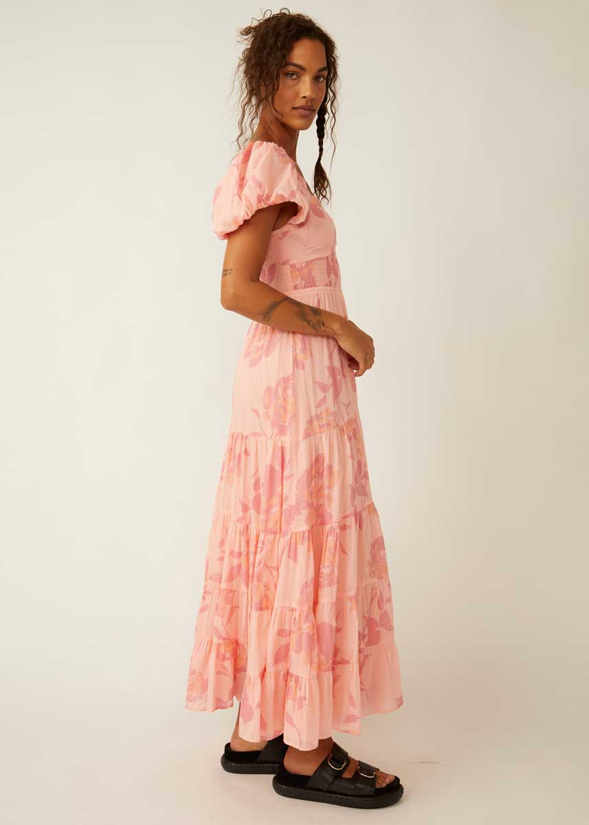 Short Sleeve Sundrenched Maxi Dress - Pinky Combo