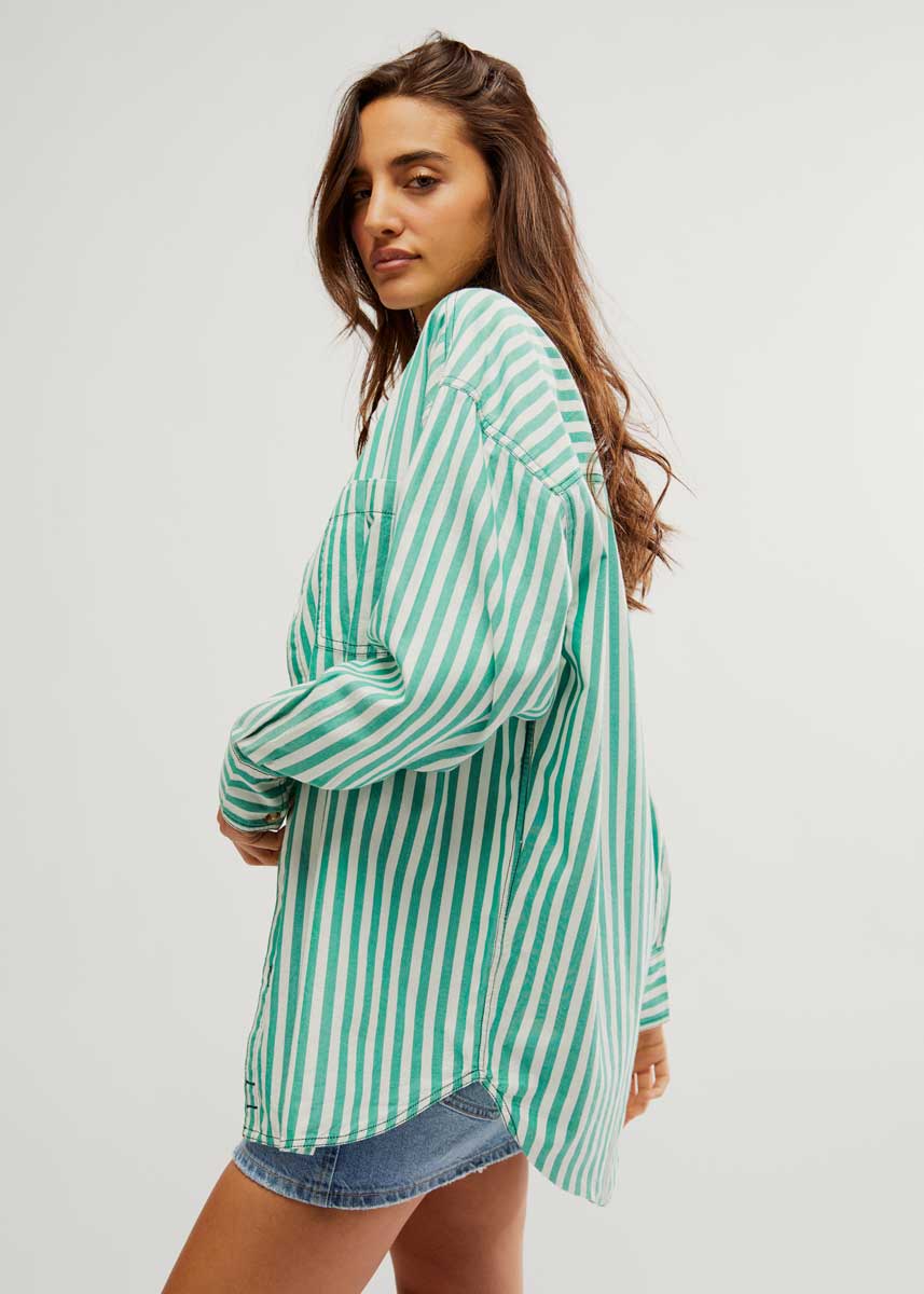 Freddie Striped Shirt - French Green Combo