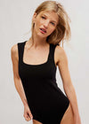 Luna Square Neck Bodysuit - Black