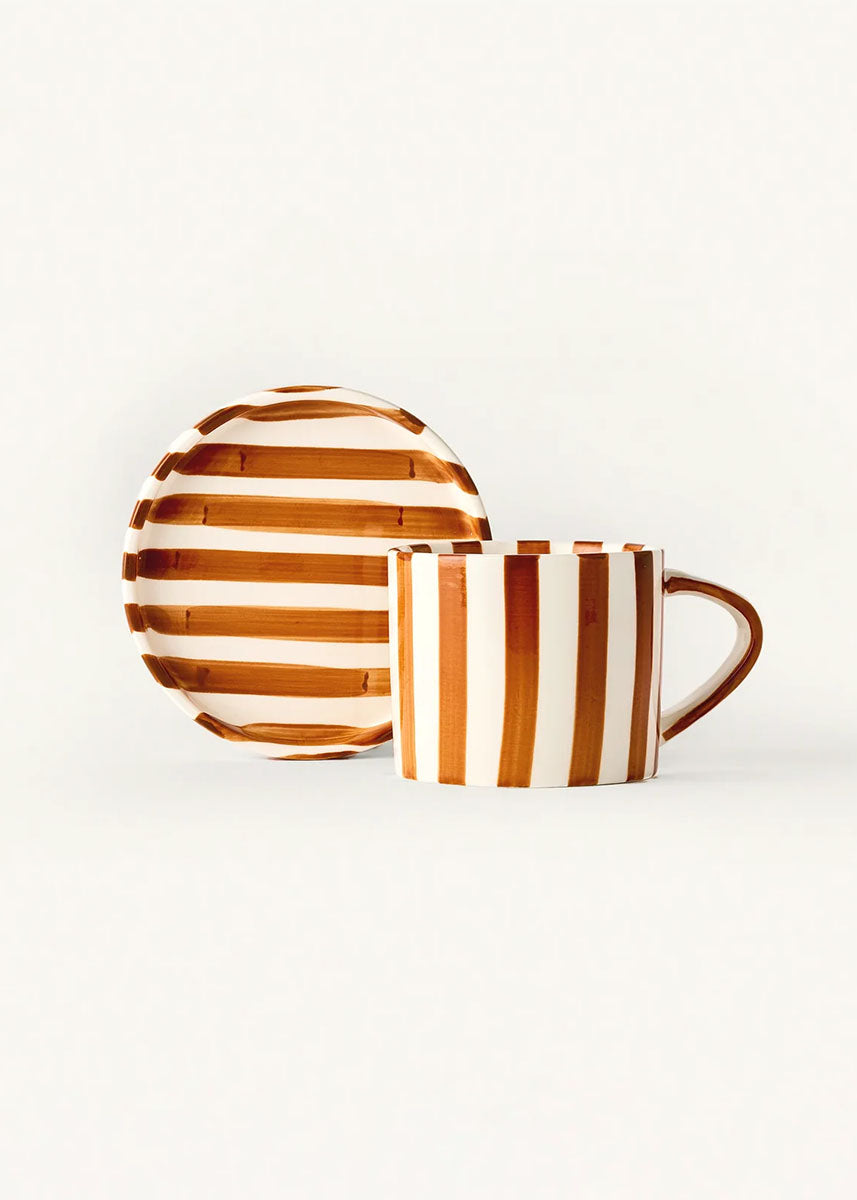 Tratto Cafe Cup & Saucer Set - Honey Stripe