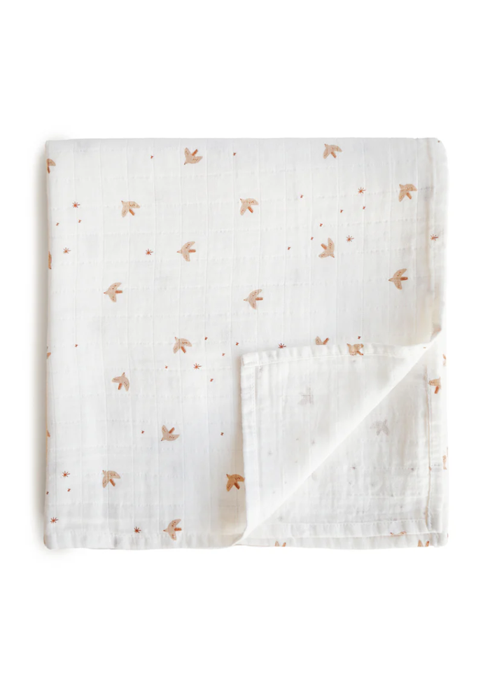 Organic Cotton Muslin Swaddle Blanket - Sparrow