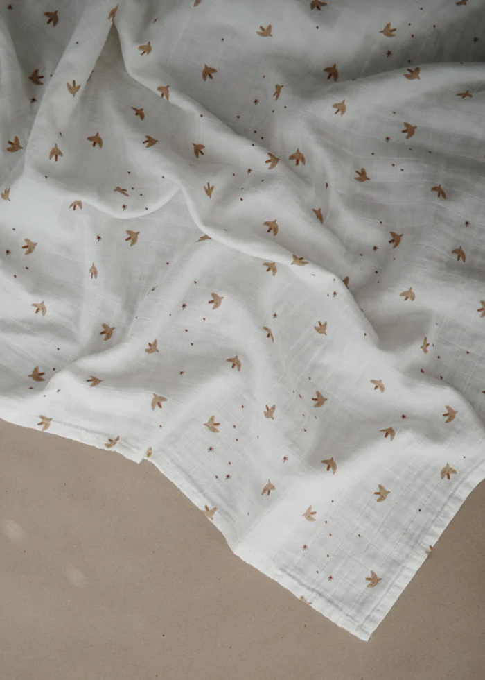 Organic Cotton Muslin Swaddle Blanket - Sparrow