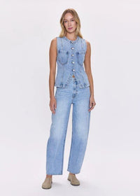 Gia Fitted Collarless Vest - Gaze