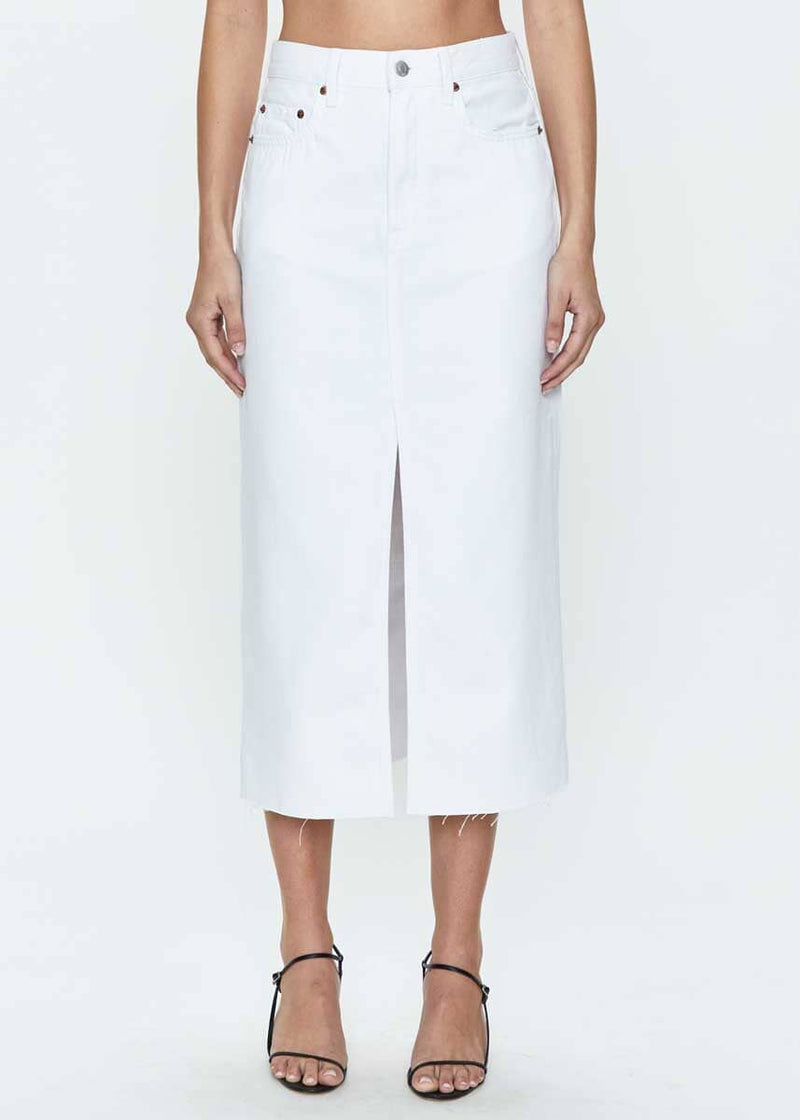 Alice Denim Midi Skirt - White