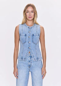 Gia Fitted Collarless Vest - Gaze