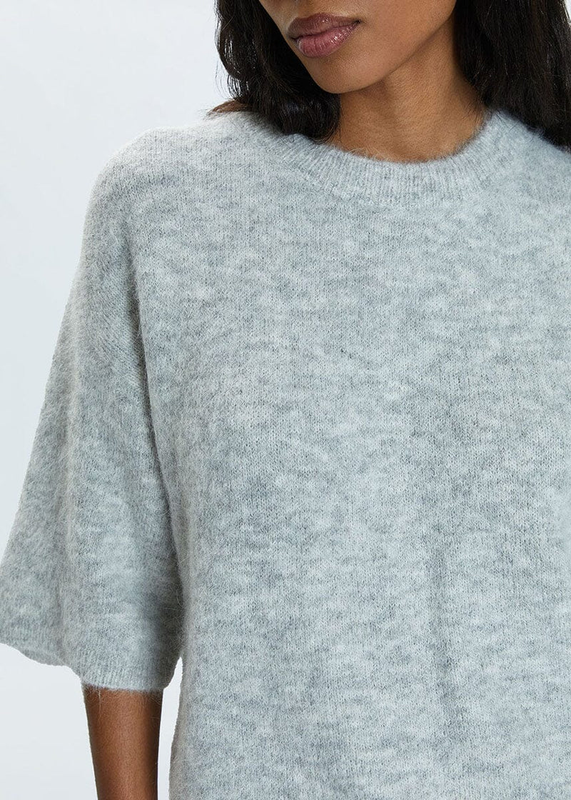 Micah Short Sleeve Crewneck Sweater - Soft Grey