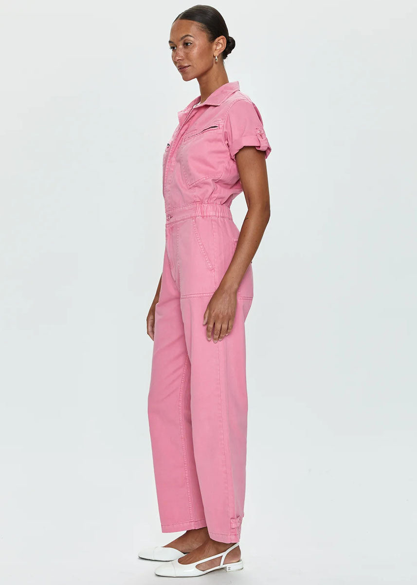 Campbell Aviator Jumpsuit - Peony Pink