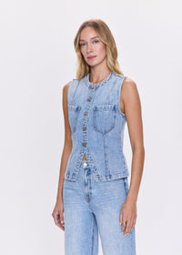 Gia Fitted Collarless Vest - Gaze