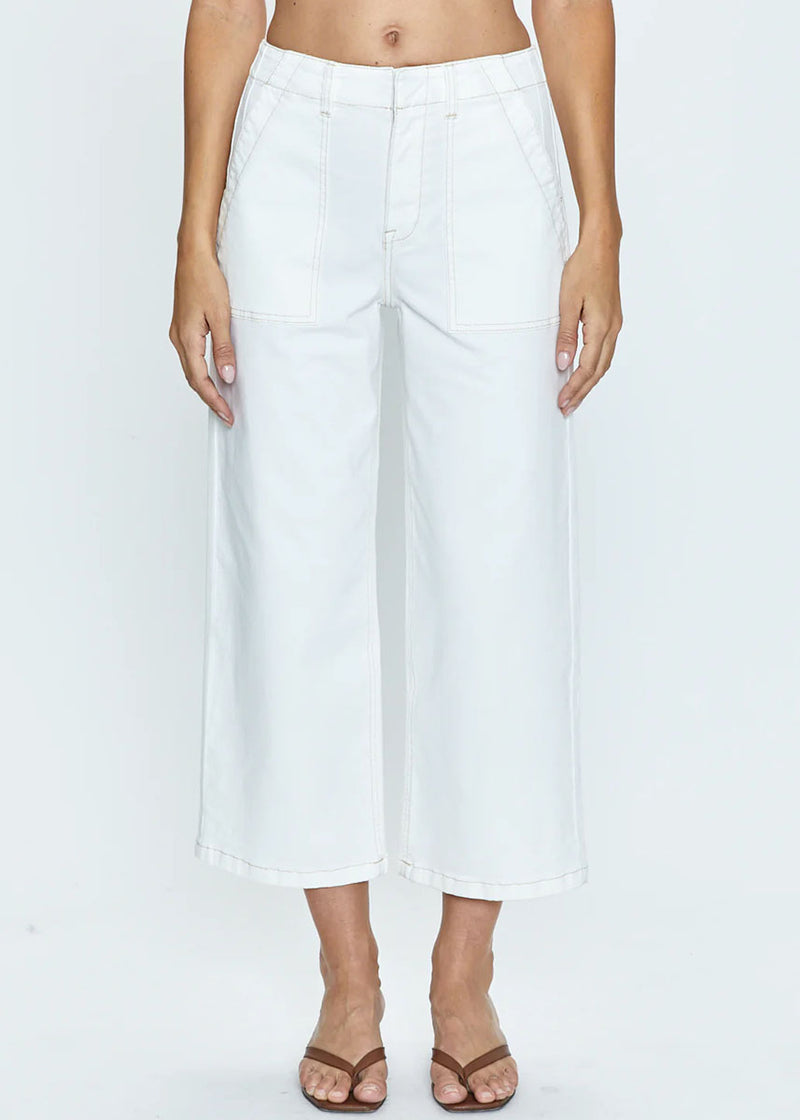 Sophia Wide Leg Utility Ankle - Le Blanc