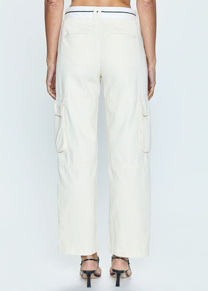 Addie High Rise Cargo Trouser - Eggshell