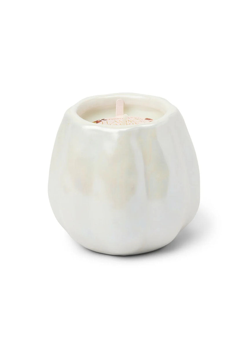 White Metallic Pumpkin Candle - Flaming Pumpkin 9oz.