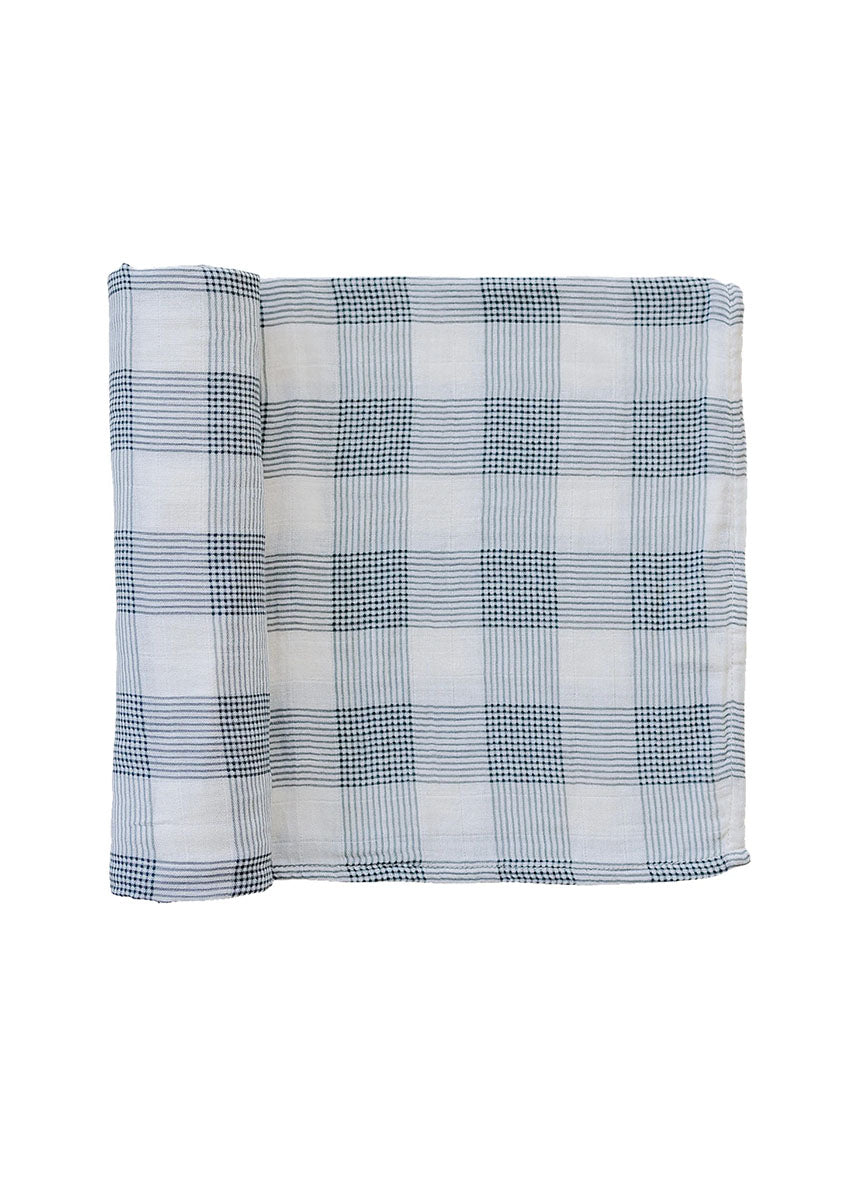Coastal Plaid Muslin Swaddle Blanket