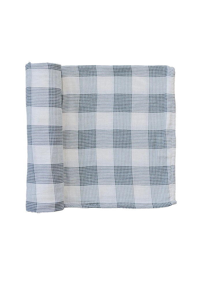 Coastal Plaid Muslin Swaddle Blanket