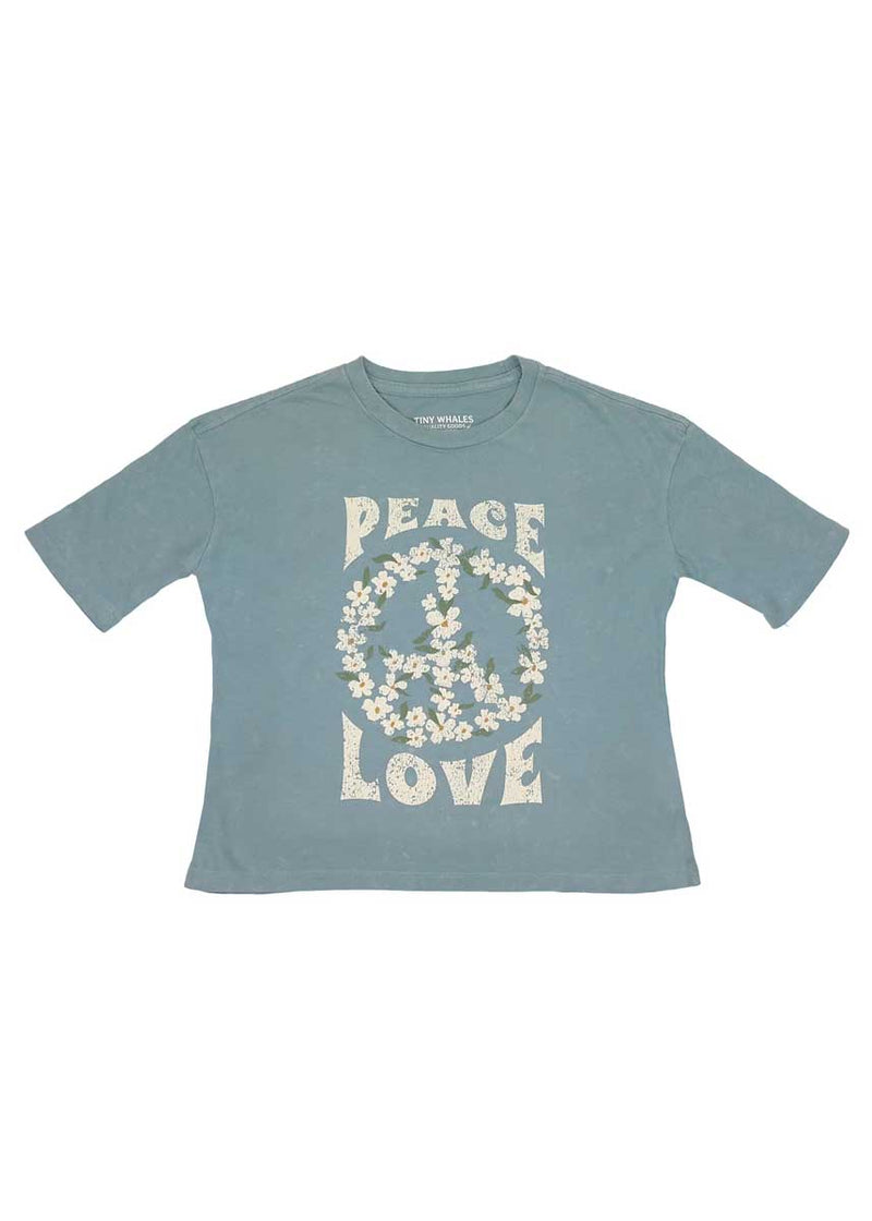Peace & Love Girls Super Tee - Mineral Denim