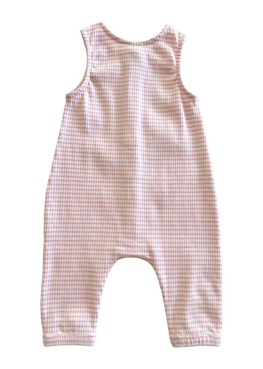 Organic Ribbed Bay Jumpsuit - Pink Stripe