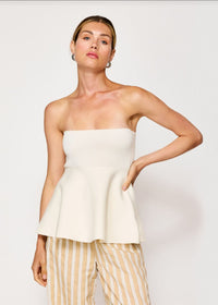 Isadore Knit Sweater Peplum Top - Ivory