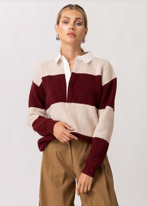 Waylon Sweater - Cream & Red