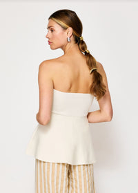 Isadore Knit Sweater Peplum Top - Ivory