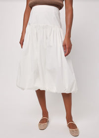 Ricki Poplin Midi Skirt - White