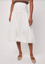 Ricki Poplin Midi Skirt - White
