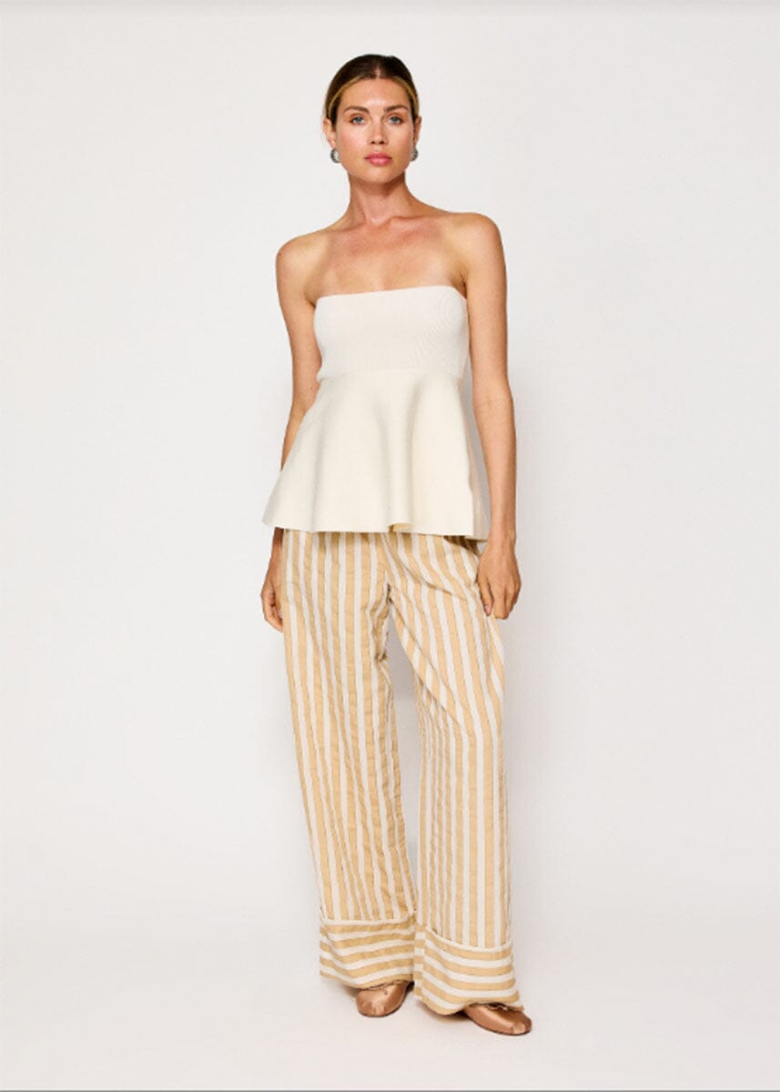 Isadore Knit Sweater Peplum Top - Ivory