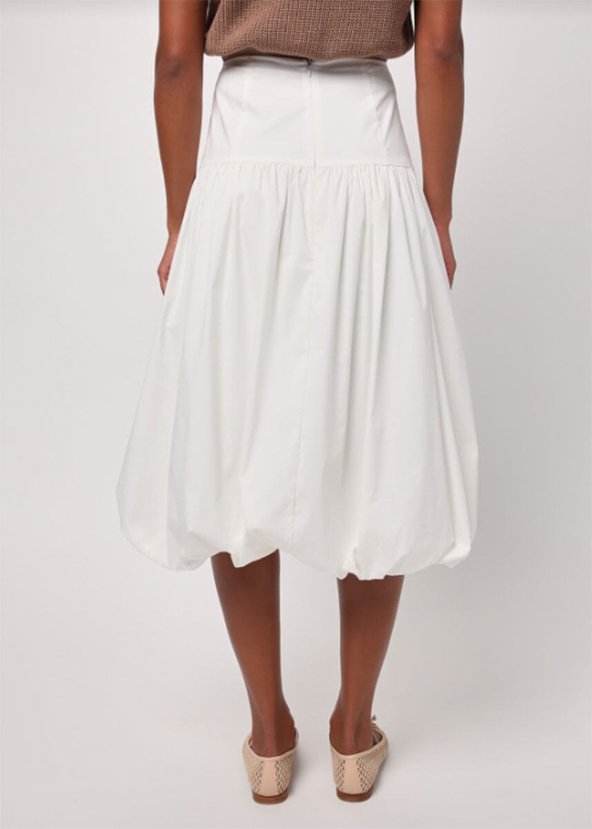 Ricki Poplin Midi Skirt - White