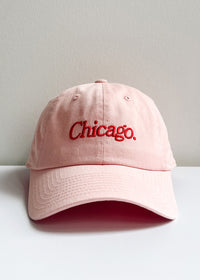 Chicago. Dad Hat - Pink & Red