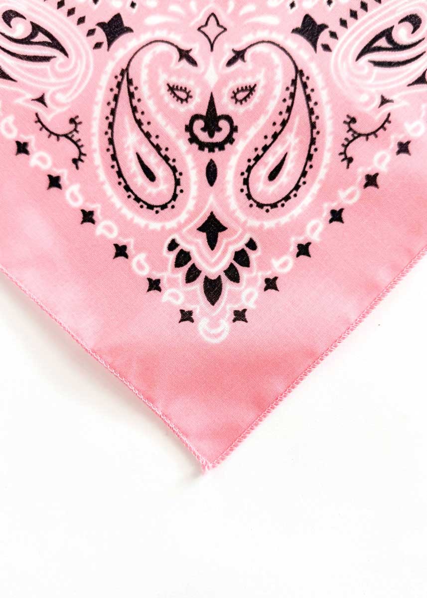 Embroidered Bandana - Light Pink Paisley