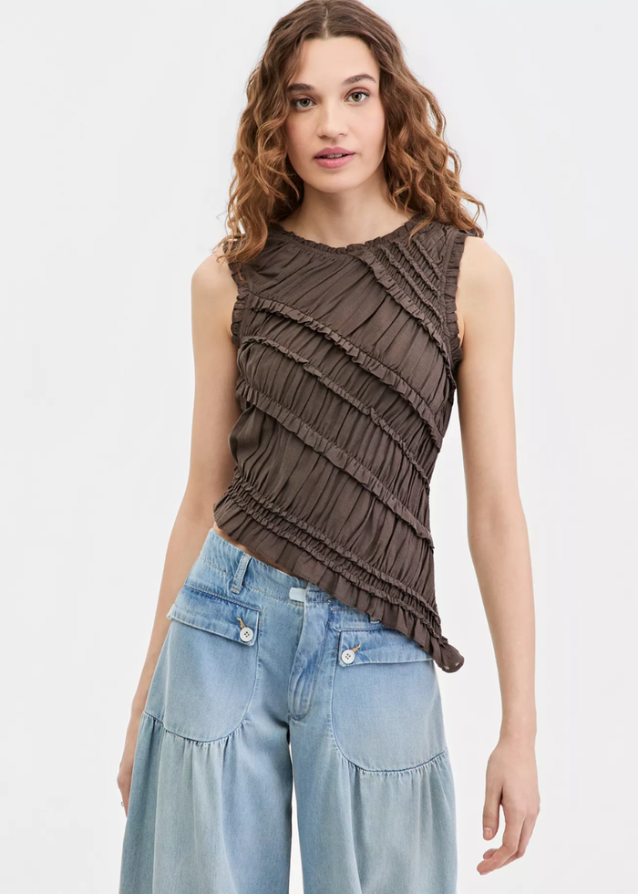 Pink Sands Smocked Top - Chocolate