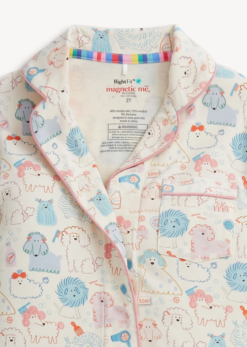 Piped Magnetic Pajama Set - Poodle Pawlor