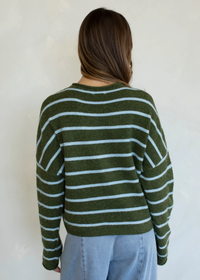 Piper Cabana Striped Cardigan - Olive Blue