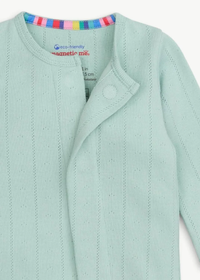 Pointelle Magnetic Footie - Love Lines Seagrass