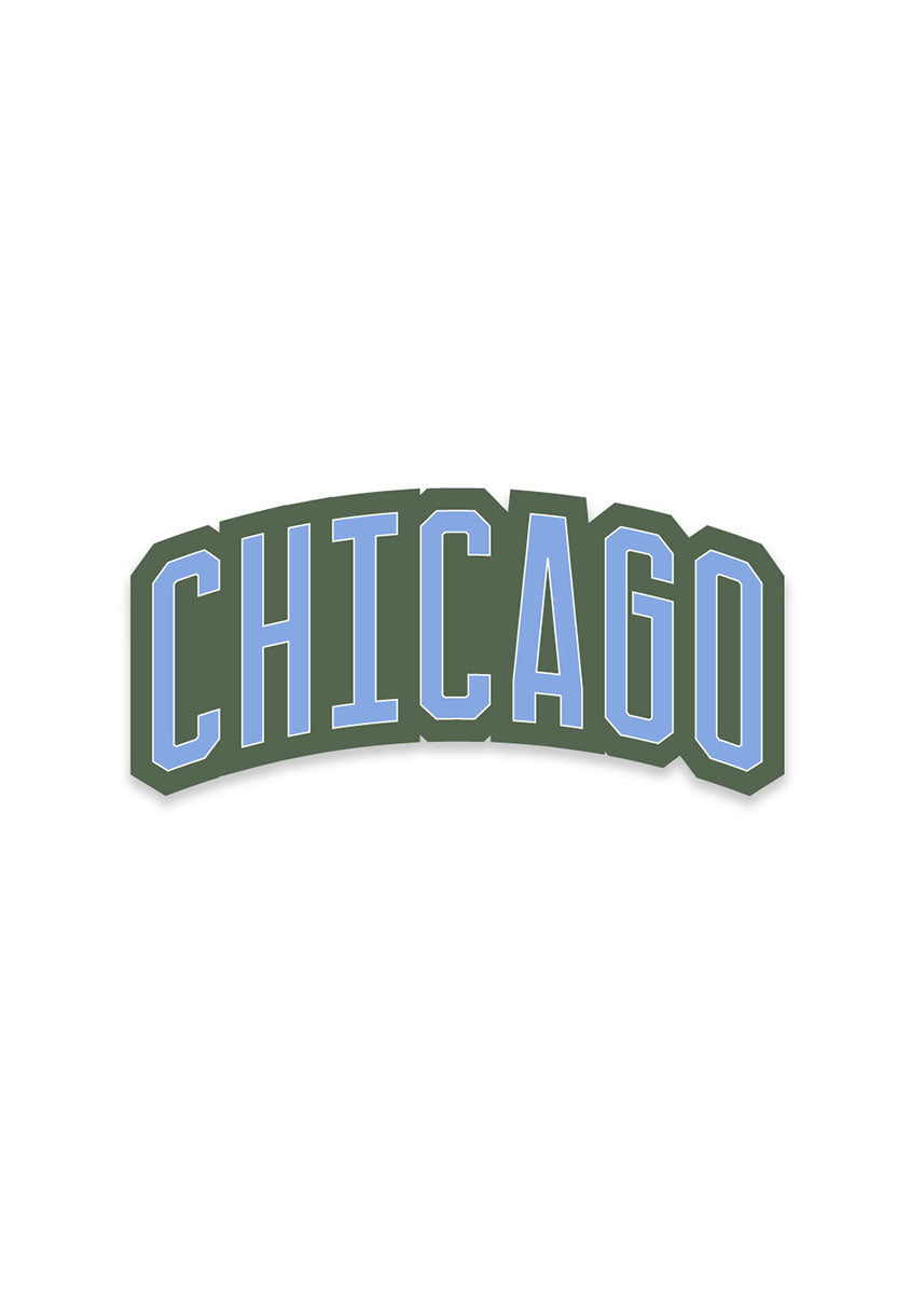 Small Chicago Block Sticker - Cypress & Blue